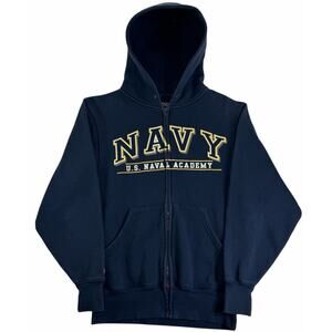Vintage y2k Navy Hoodie Men's Small U.S Naval Academy Blue Full Zip Sweatshirt